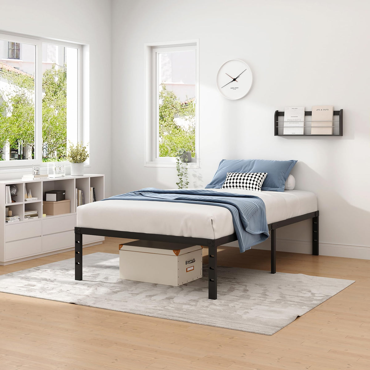 Metal Bed Frame with Storage Space, 14 Inch Q609