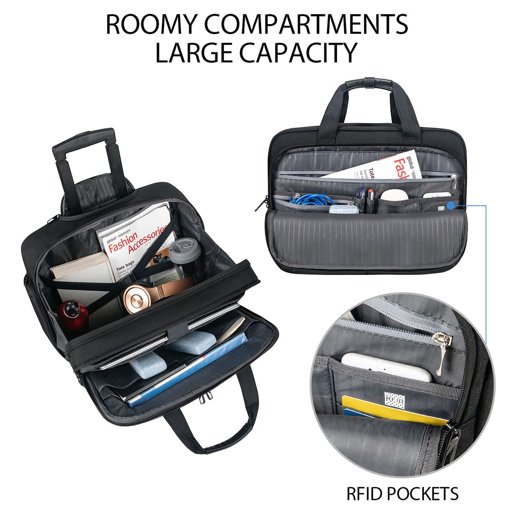 17.3 Inch Waterproof Black Rolling Laptop Bag G2556