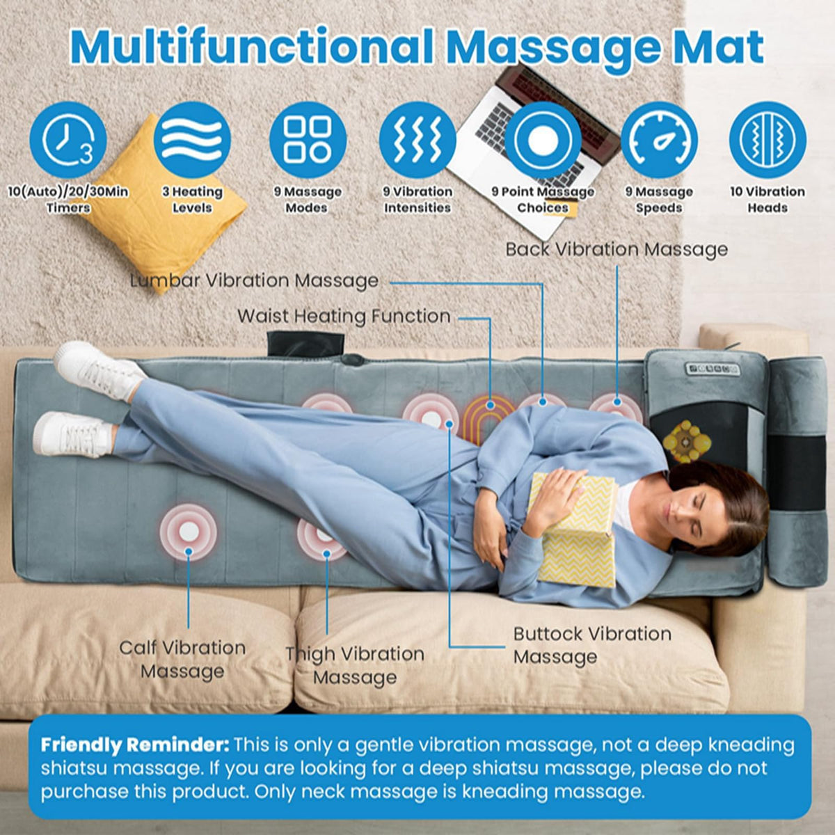 Full Body Massage Mat with Heat C523