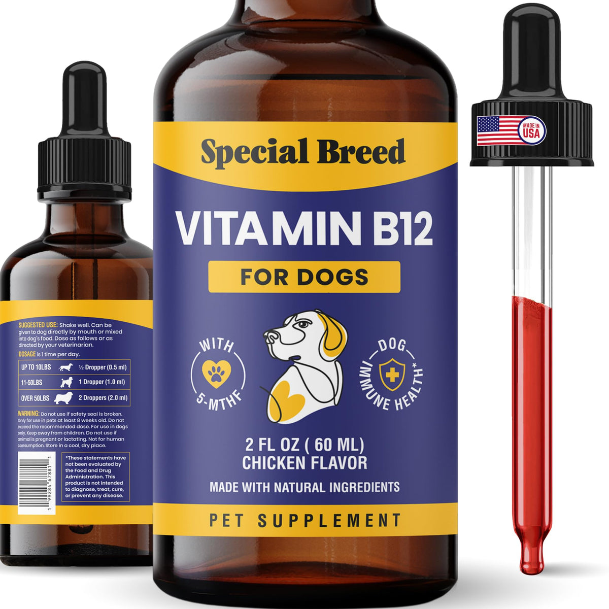 Liquid Vitamin B12 for Dogs, Chicken Flavor, 2 fl oz A6922