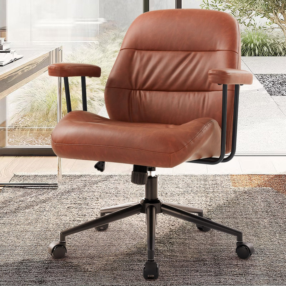 Leather Home Office Chair with Removable Armrests M516145