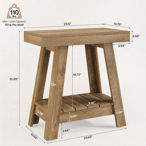 2-Tier Wooden End Table with Storage U35007