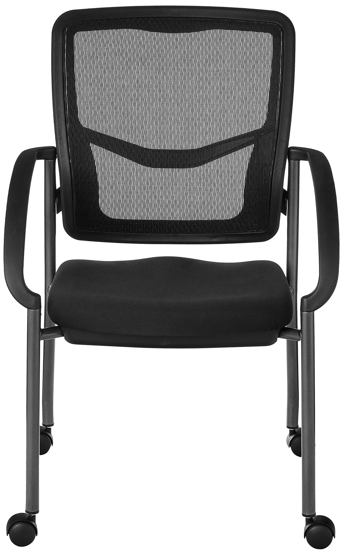 Stackable Visitor's Chair with Breathable Back and Rolling Casters S45441