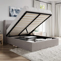 Queen Size Lift Up Hydraulic Storage Bed Frame Light Beige K43379