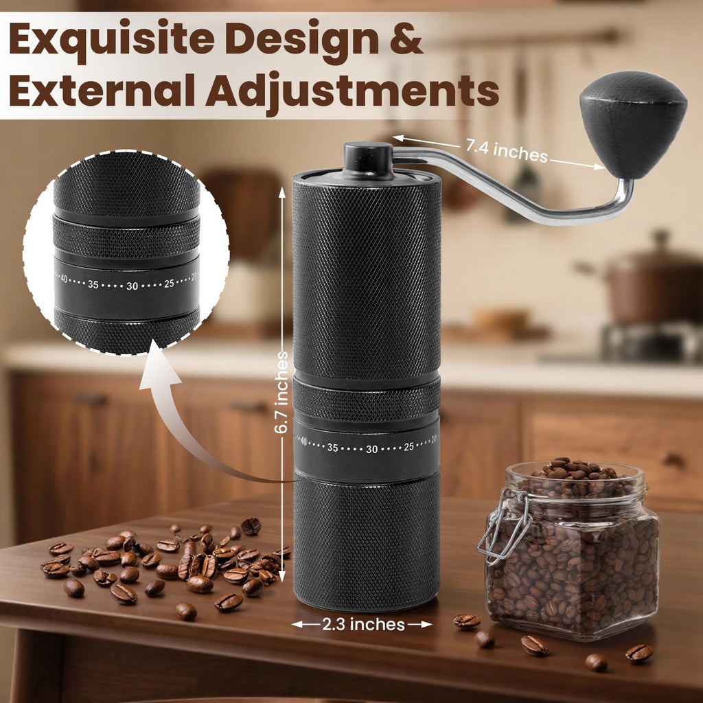 Manual Coffee Grinder with 60 Adjustable Settings, 28g Capacity, Stainless Steel Conical Burr O861223