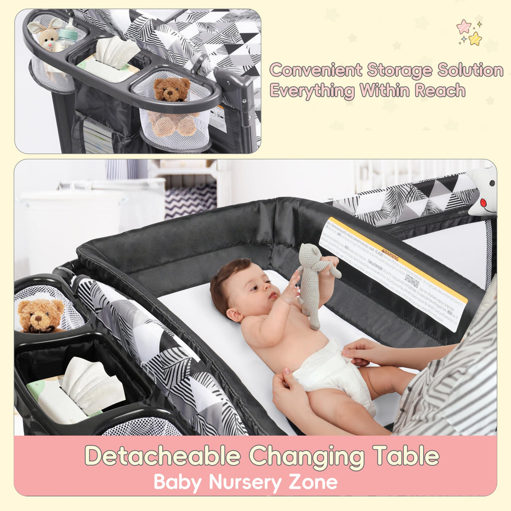 5-in-1 Baby Bassinet Bedside Sleeper with Changing Table F8036