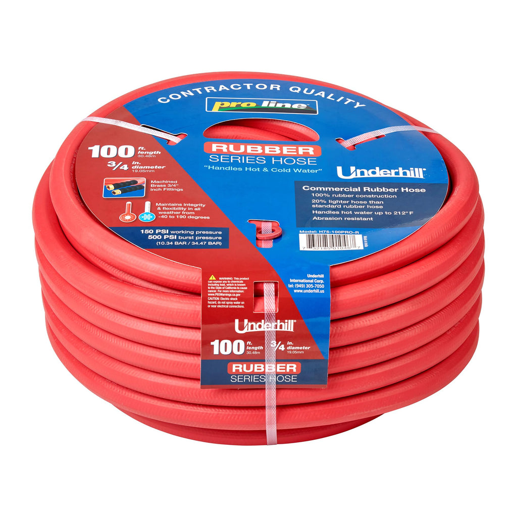 Heavy-Duty Rubber Garden Hose 3/4 Inch x 100 ft Red J781494