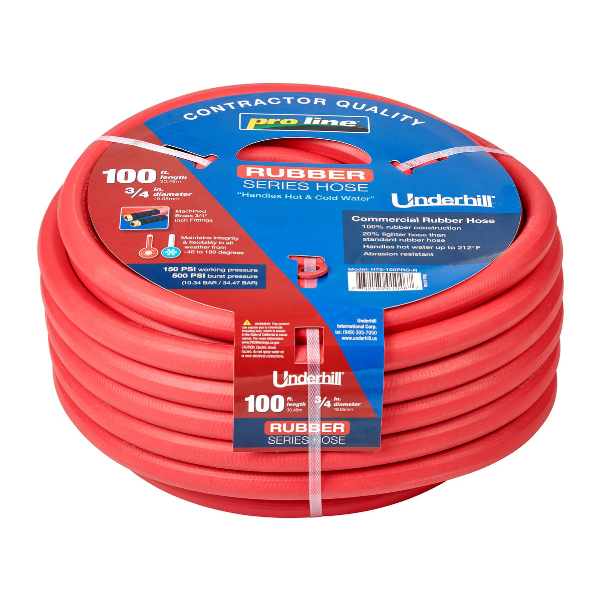 Heavy-Duty Rubber Garden Hose 3/4 Inch x 100 ft Red J781494