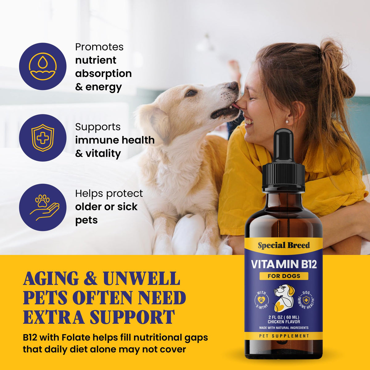 Liquid Vitamin B12 for Dogs, Chicken Flavor, 2 fl oz A6922