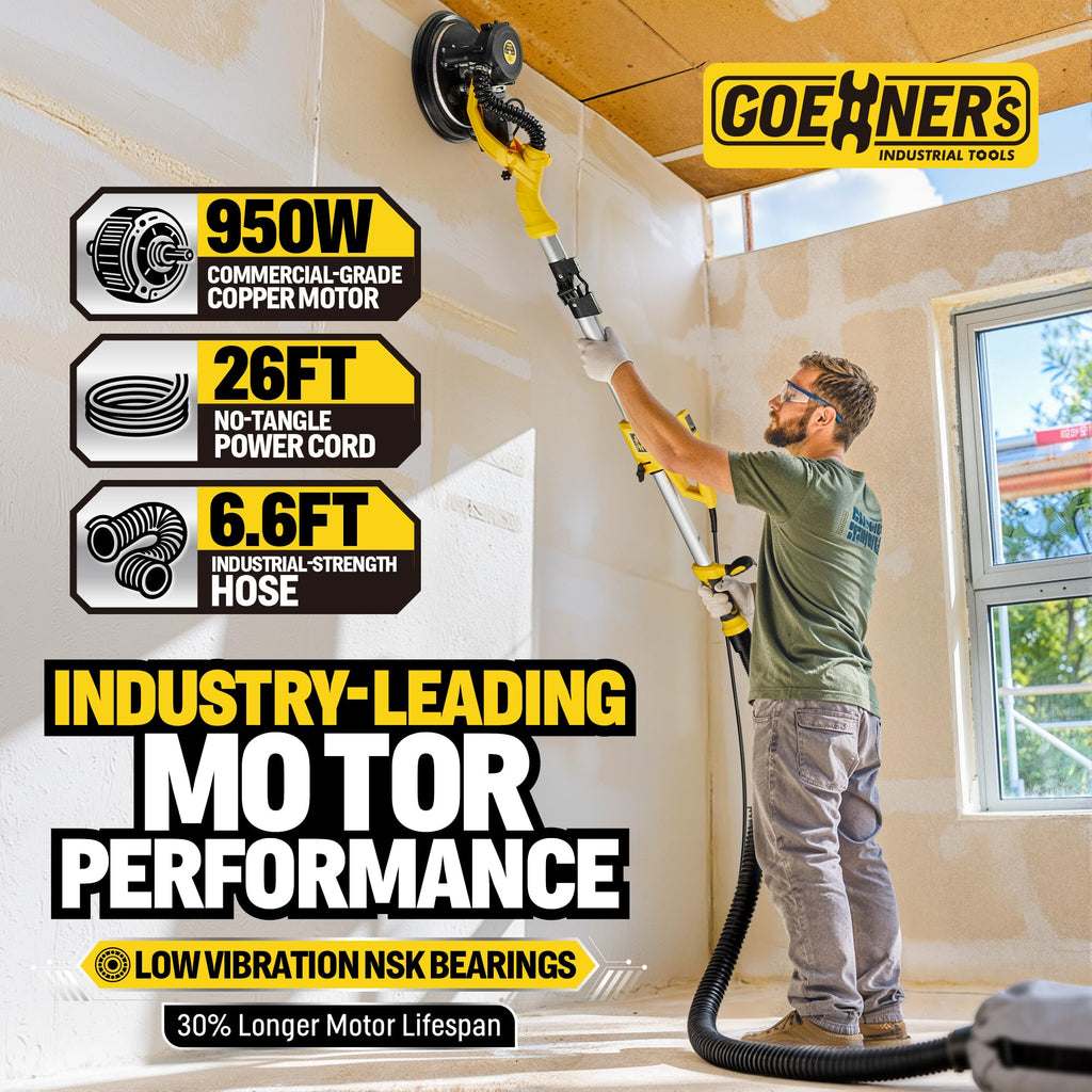 950W Electric Drywall Sander with Vacuum Dust Collector O3406