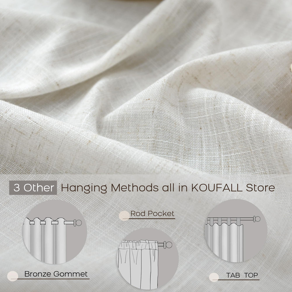 72 Inch Wide Linen Sheer Curtains, 84 Inch Long, 2 Panels Set Z52225
