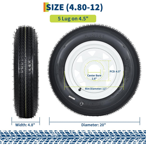 12 Trailer Tire and Wheel Assembly 5 Lug Set of 2 Q12833
