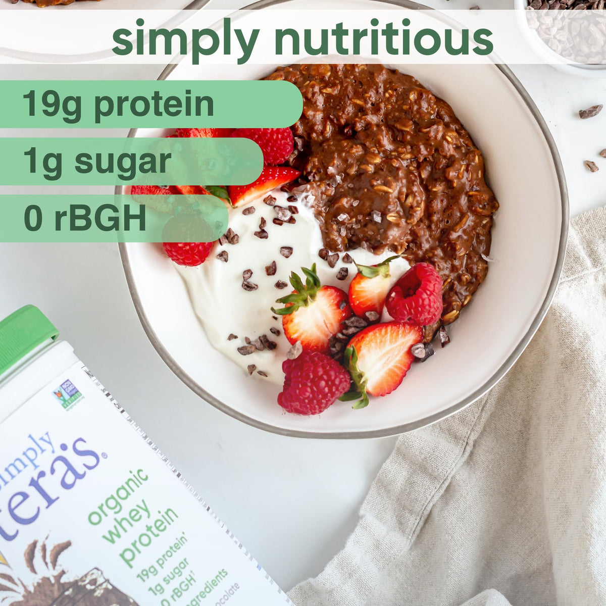Organic Whey Protein Powder Dark Chocolate 12 Oz J32808