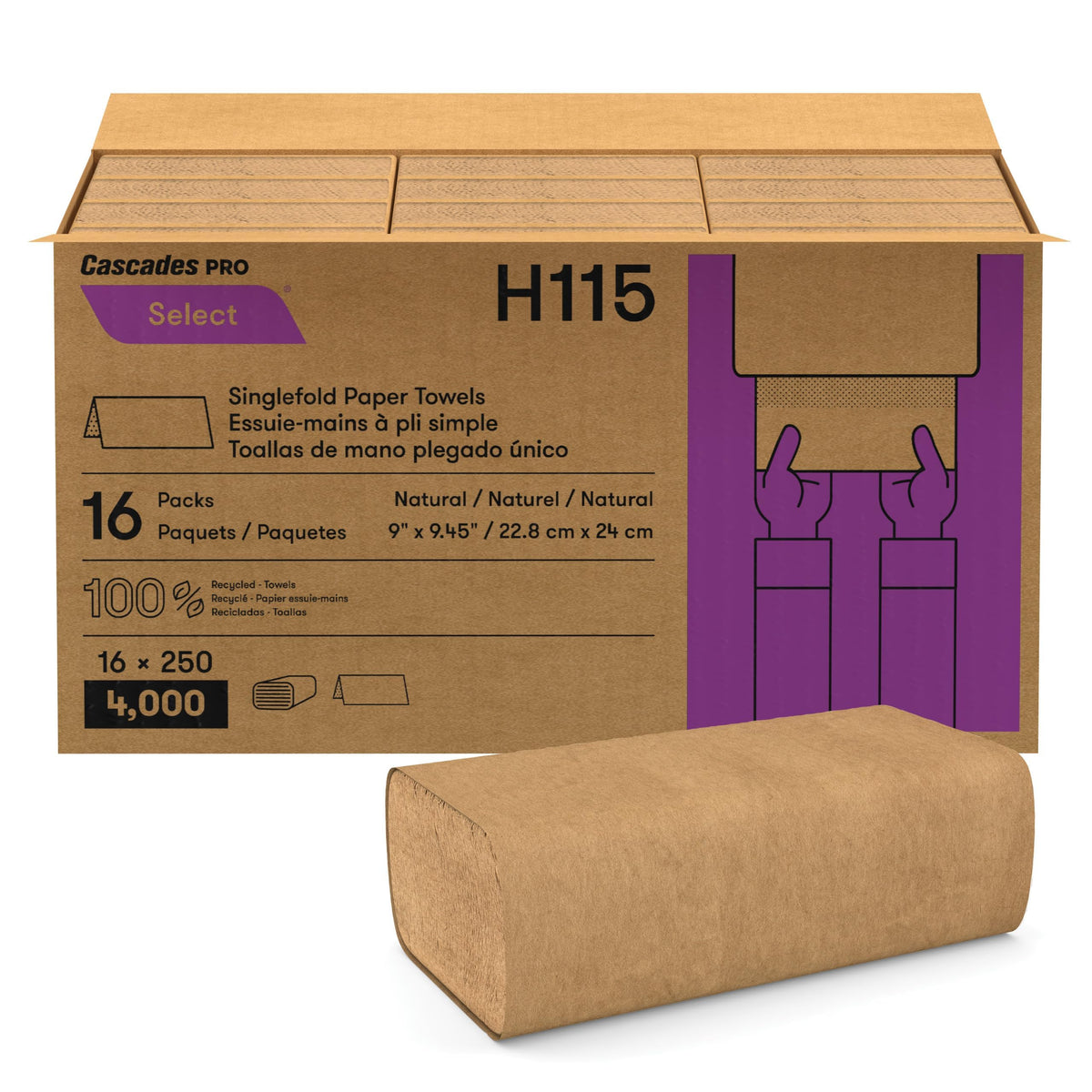 Singlefold Paper Towels 250 Sheets Natural O7741