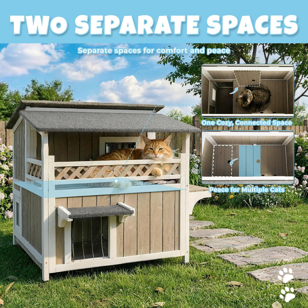 Wooden Two-Story Cat House N17453