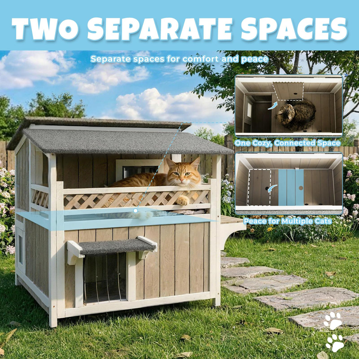 Wooden Two-Story Cat House N17453