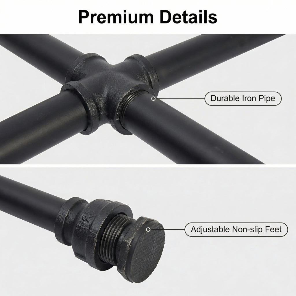 Black Industrial Pipe Table Leg Set Q795131