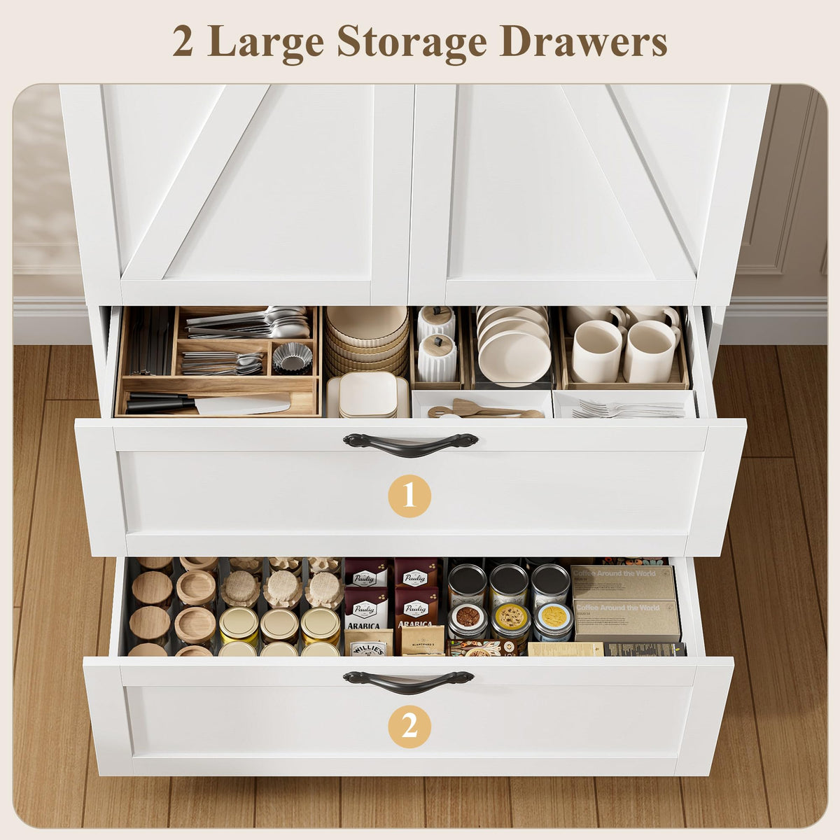 70" White Kitchen Pantry Storage Cabinet Q680029