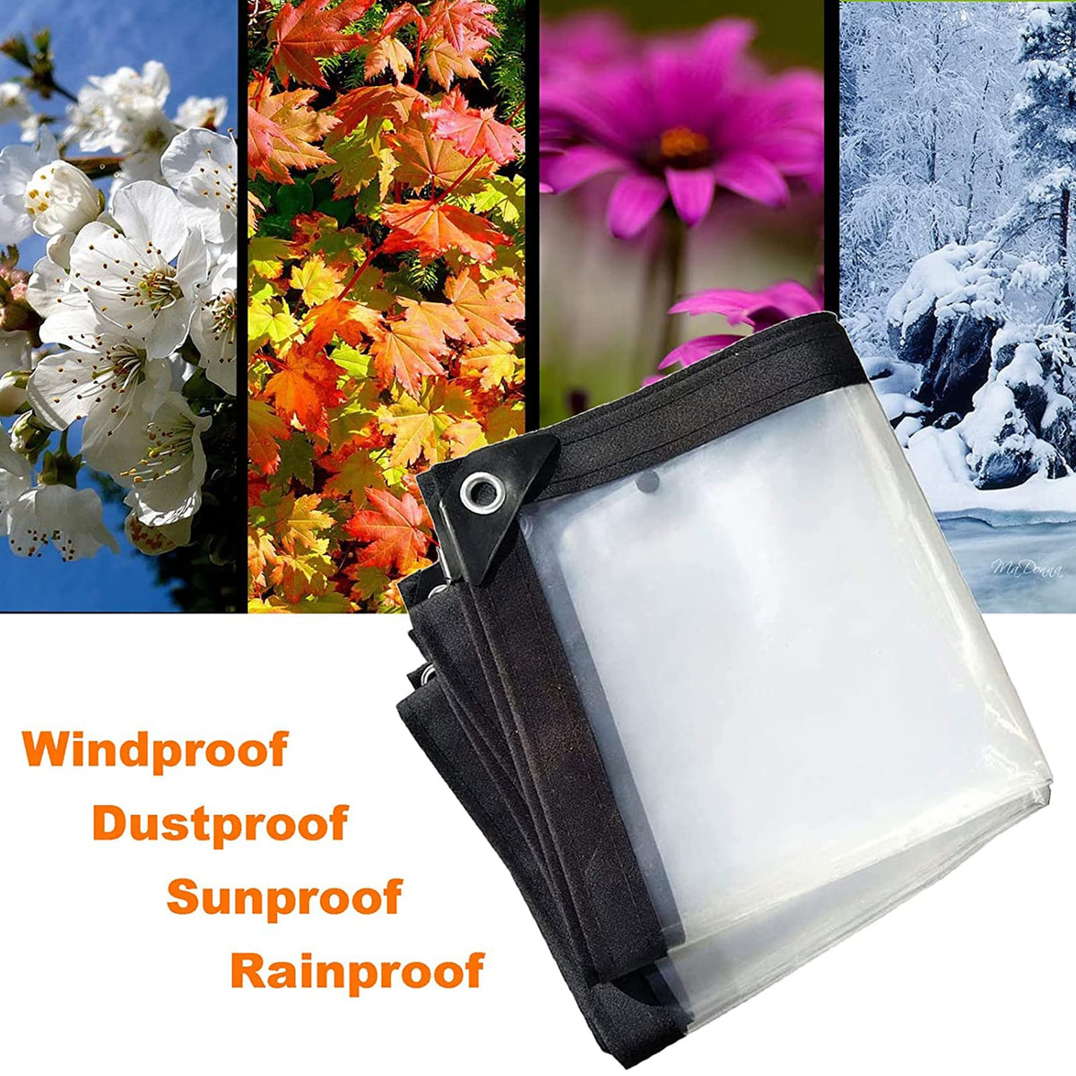 Heavy Duty Waterproof Clear 3x3ft Poly Tarp with Grommets Q963