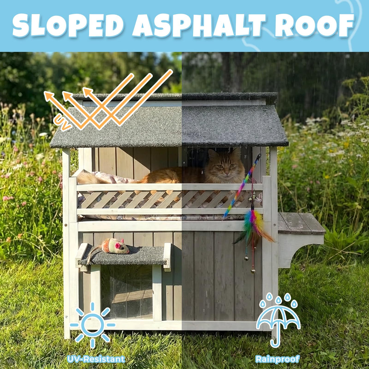 Wooden Two-Story Cat House N17453