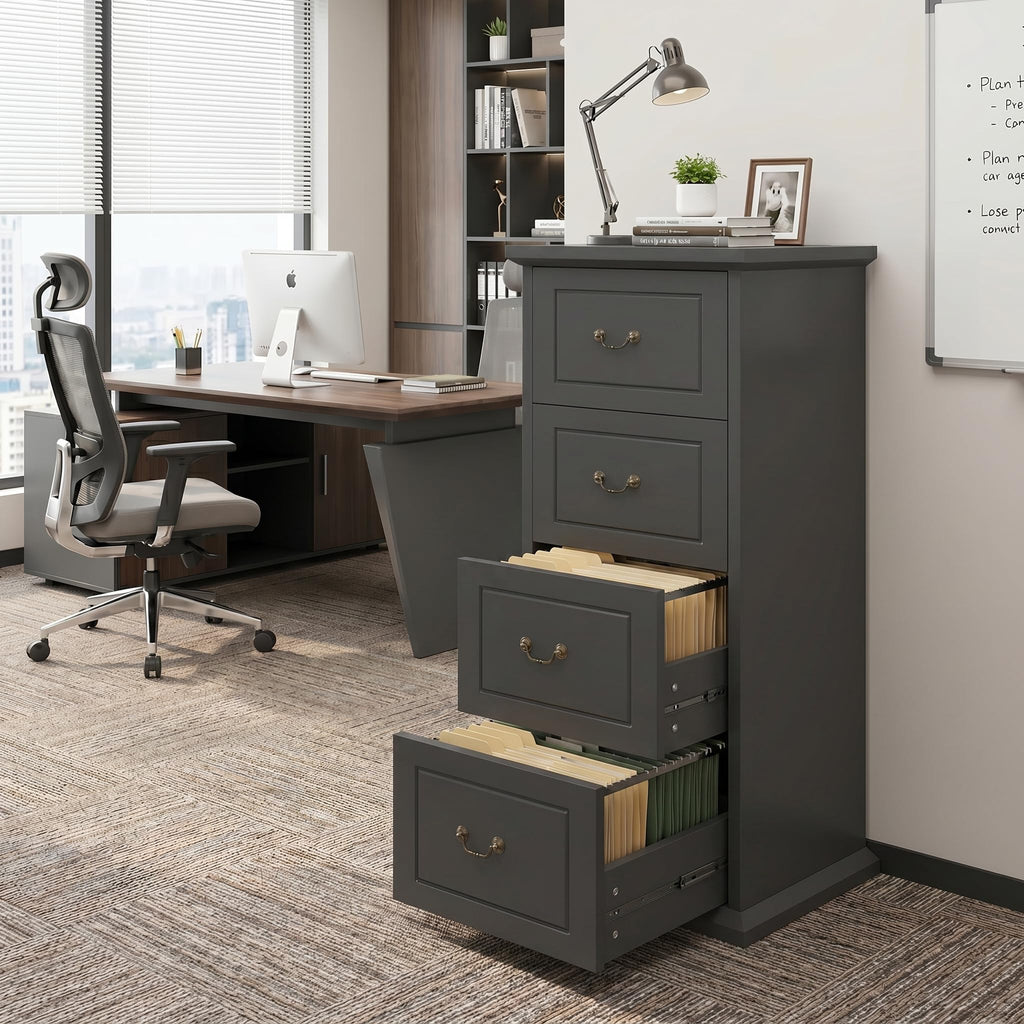 Wooden Vertical 4-Drawer File Cabinet A300