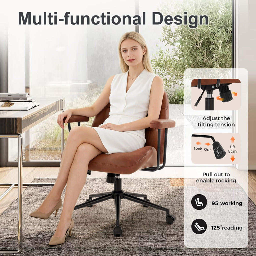 Leather Home Office Chair with Removable Armrests M516145