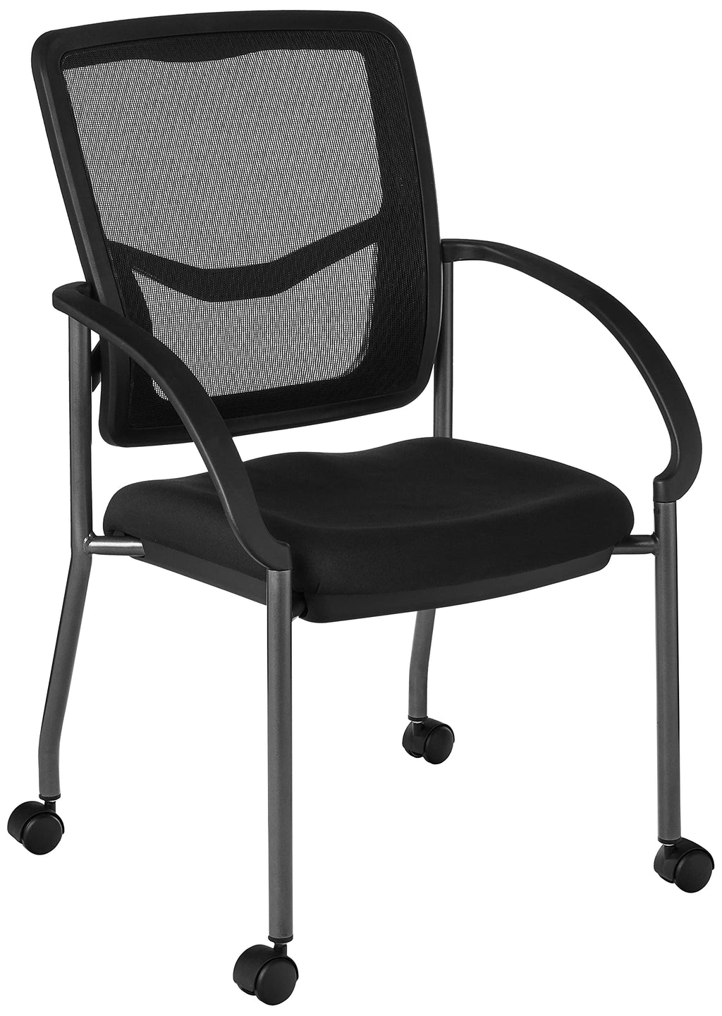 Stackable Visitor's Chair with Breathable Back and Rolling Casters S45441
