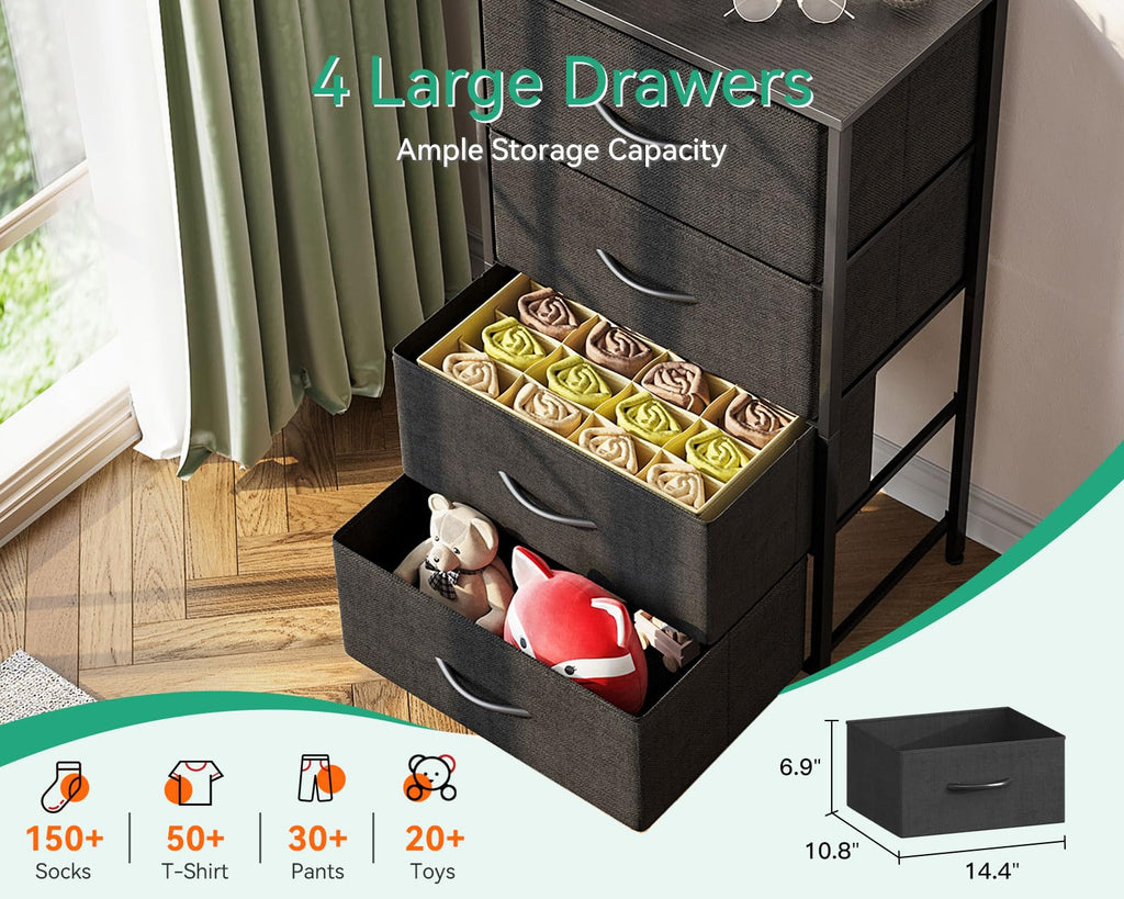 Black 4 Drawer Small Dresser D650258