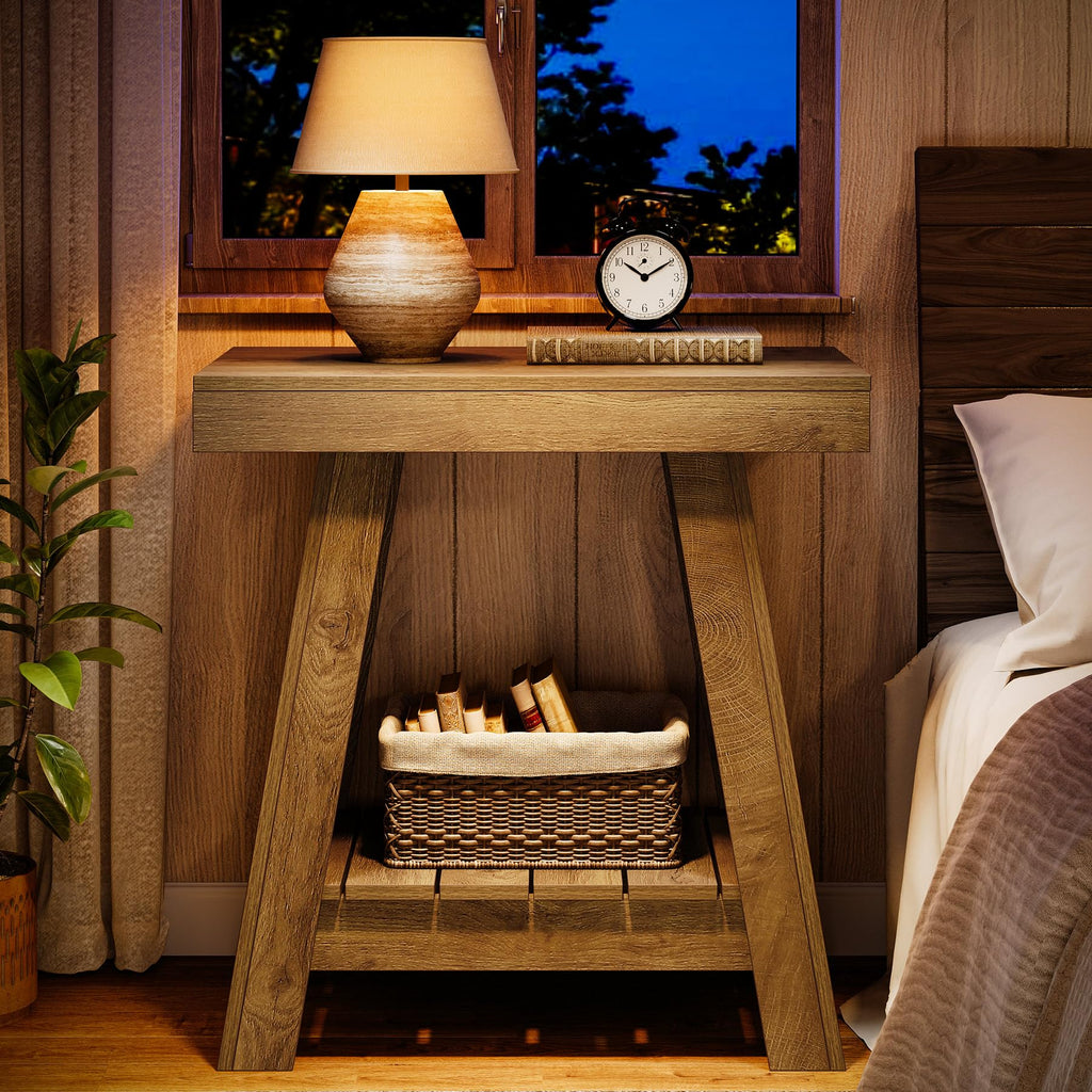 2-Tier Wooden End Table with Storage U35007