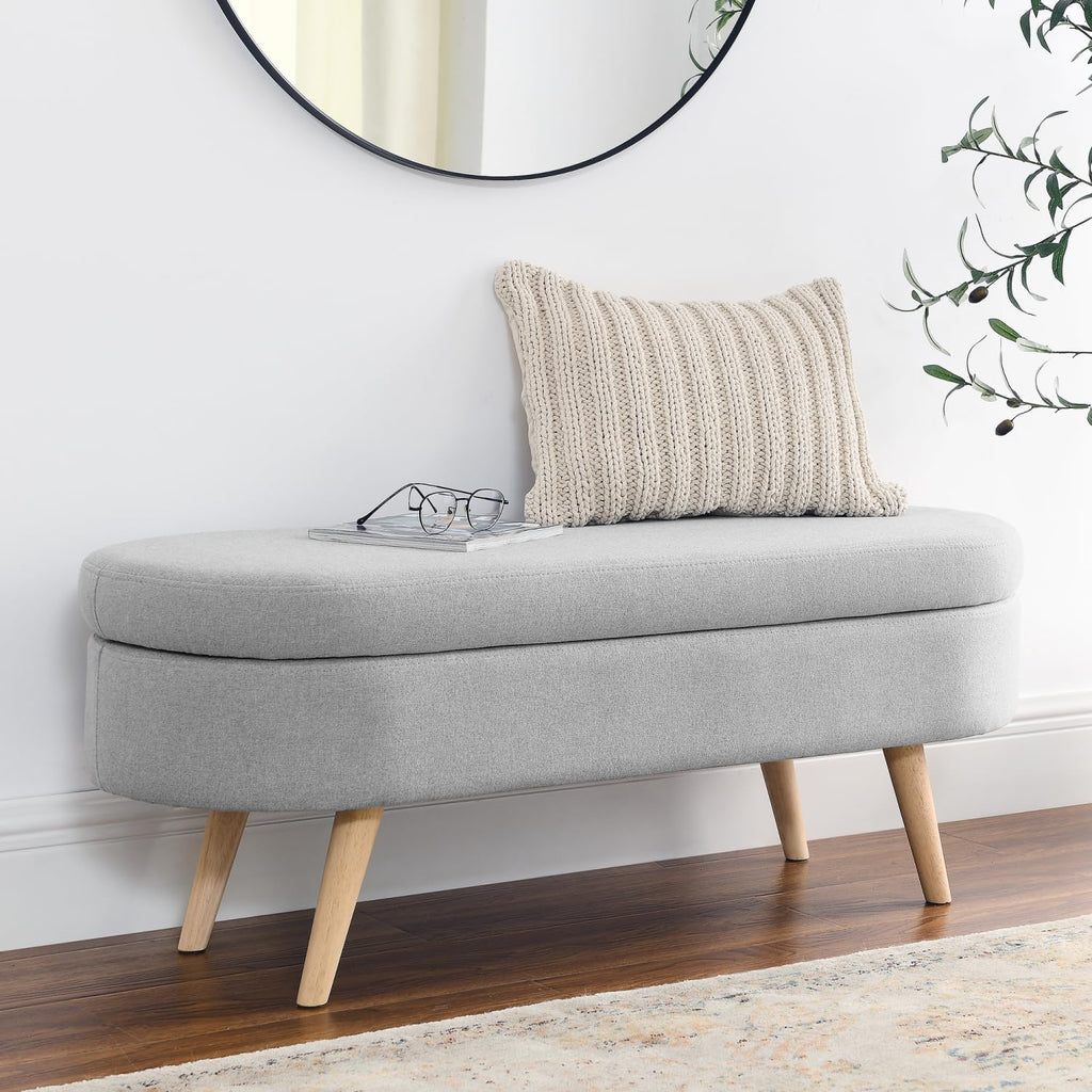 Oval Storage Bench with Rubber Wood Legs A350686