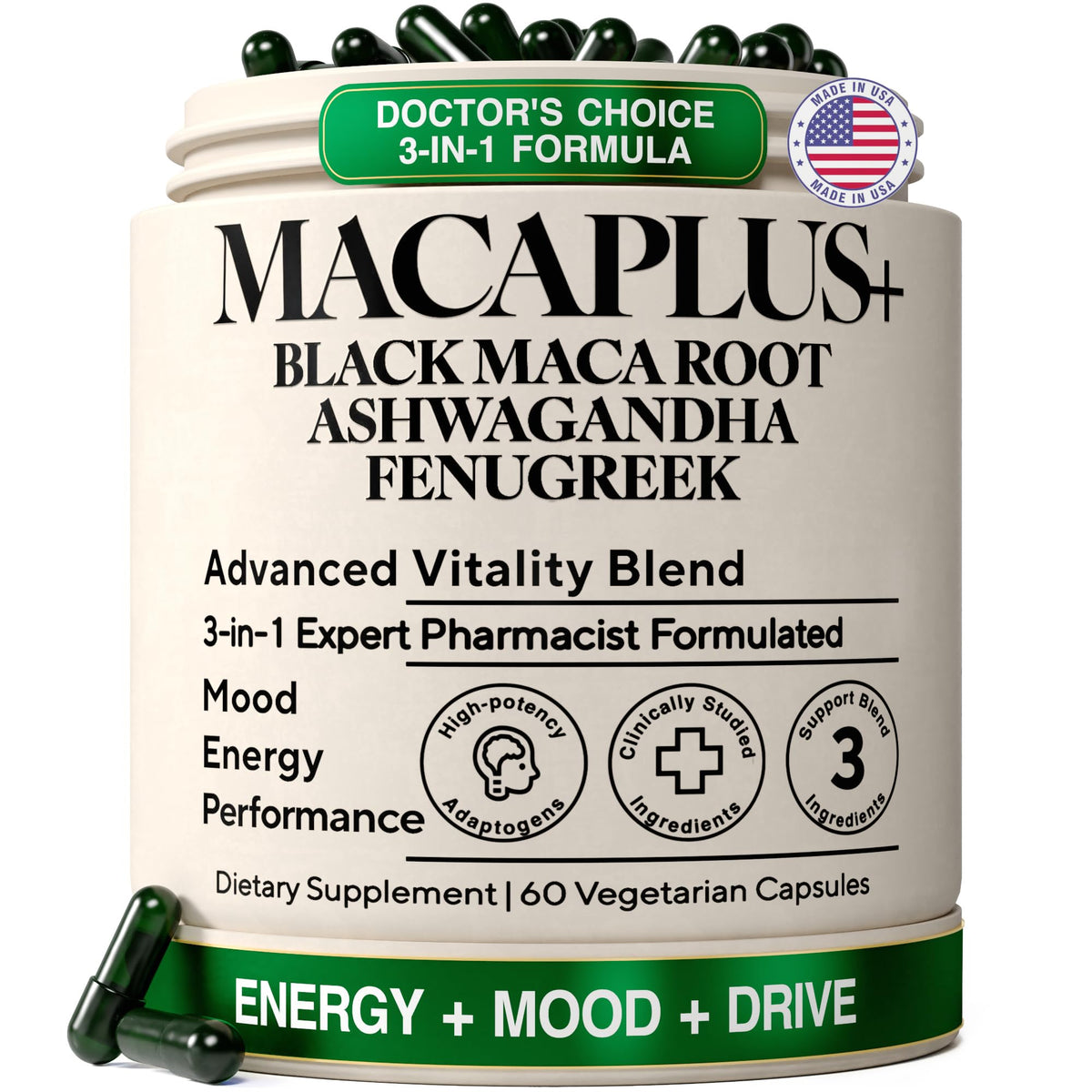 Organic Black Maca Root Capsules 60ct Z4042