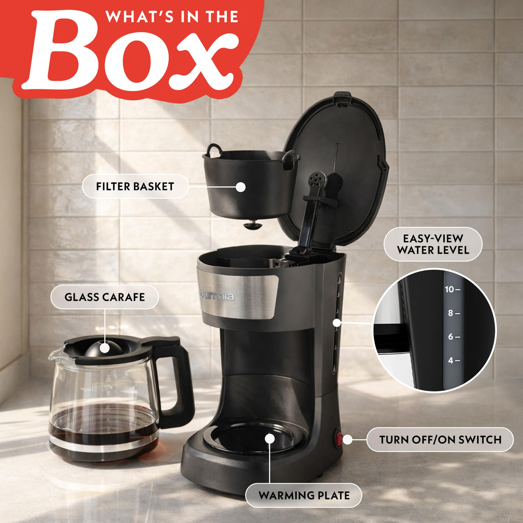 12 Cup Black Glass Carafe Drip Coffee Maker O3016