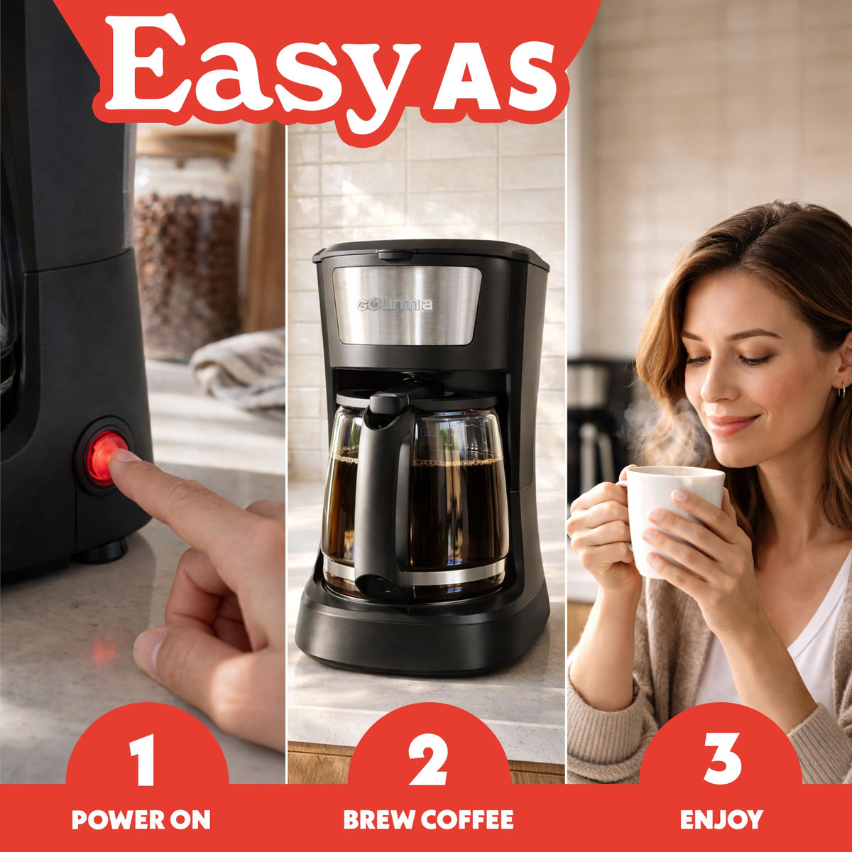 12 Cup Black Glass Carafe Drip Coffee Maker O3016