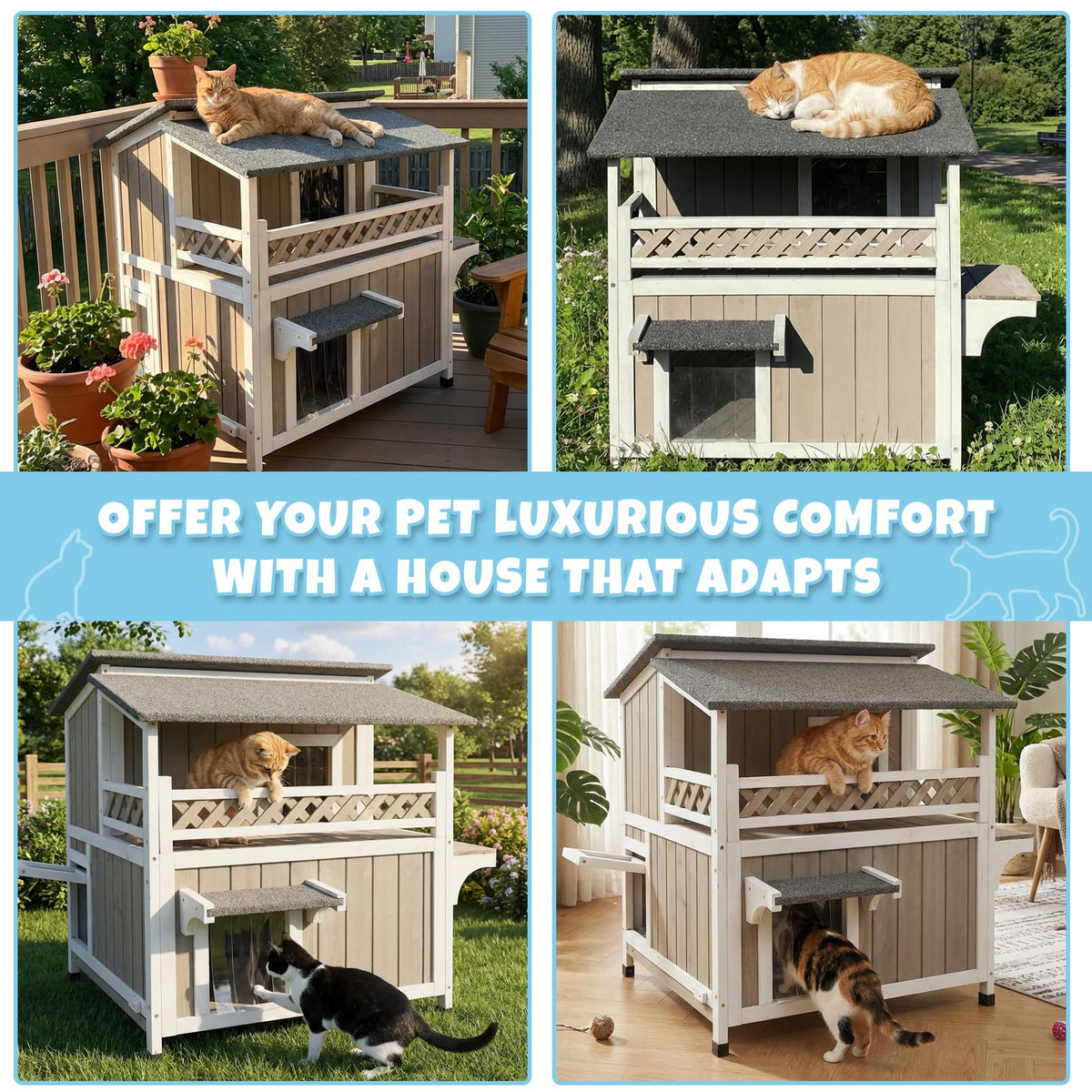 Wooden Two-Story Cat House N17453