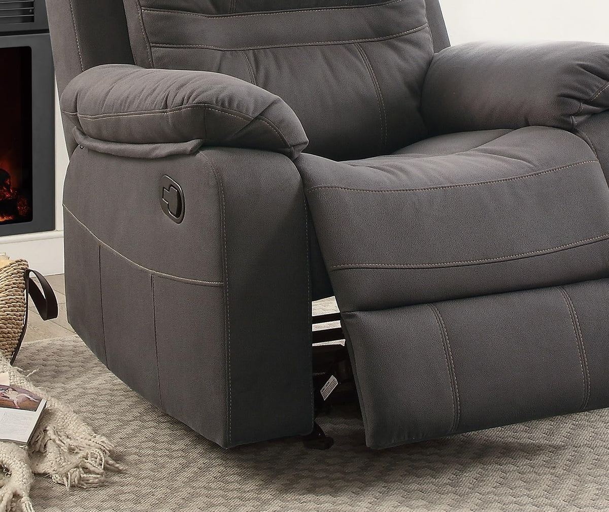 Slate Blue Breathable Leatherette Recliner Chair E607236