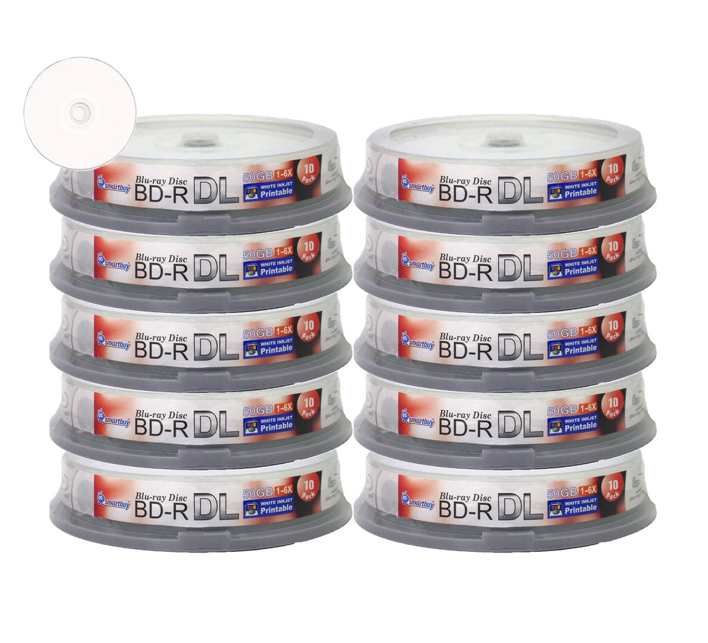 100 Pack White Inkjet Printable 50gb Blu-ray X537690