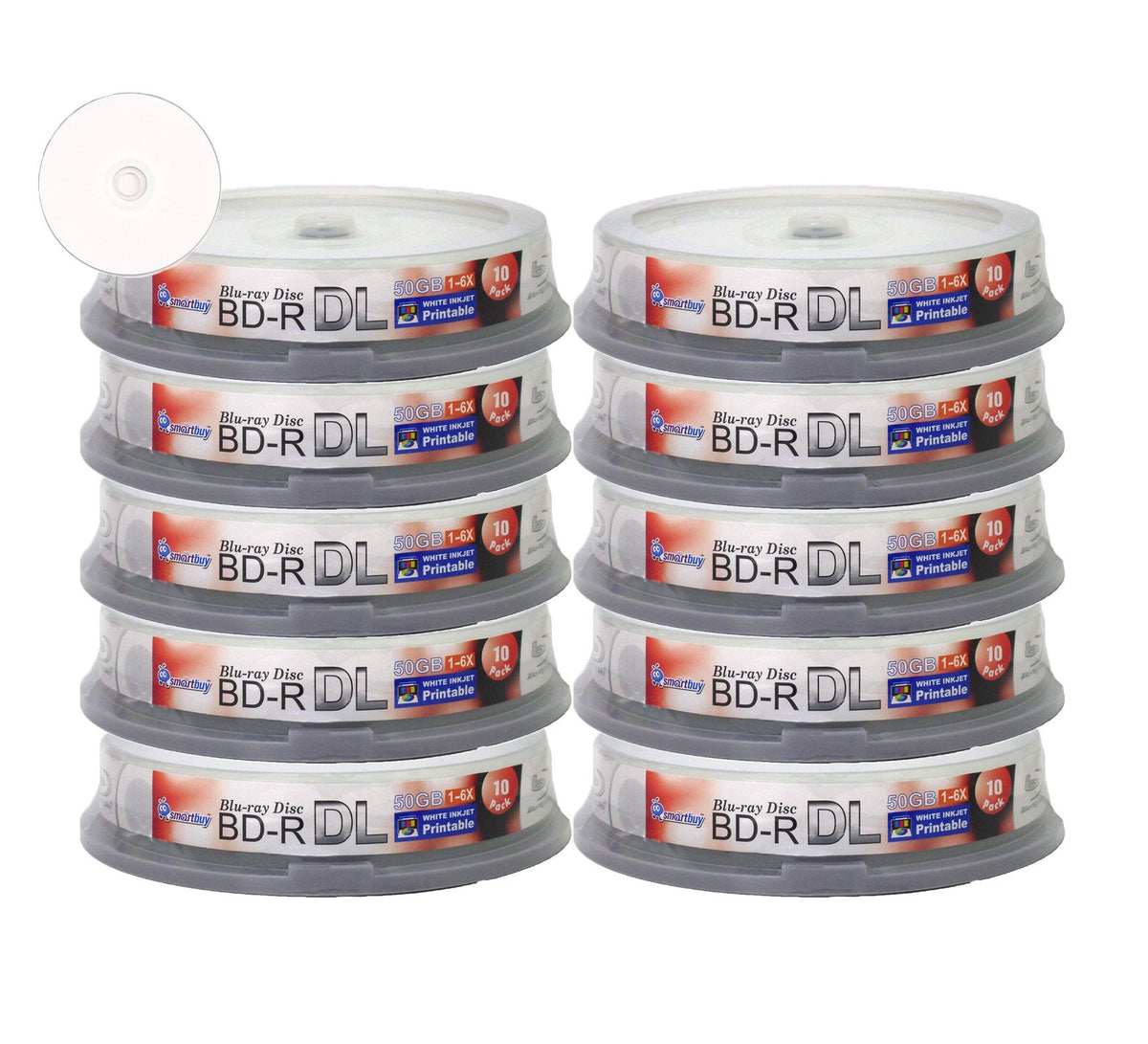 100 Pack White Inkjet Printable 50gb Blu-ray X537690