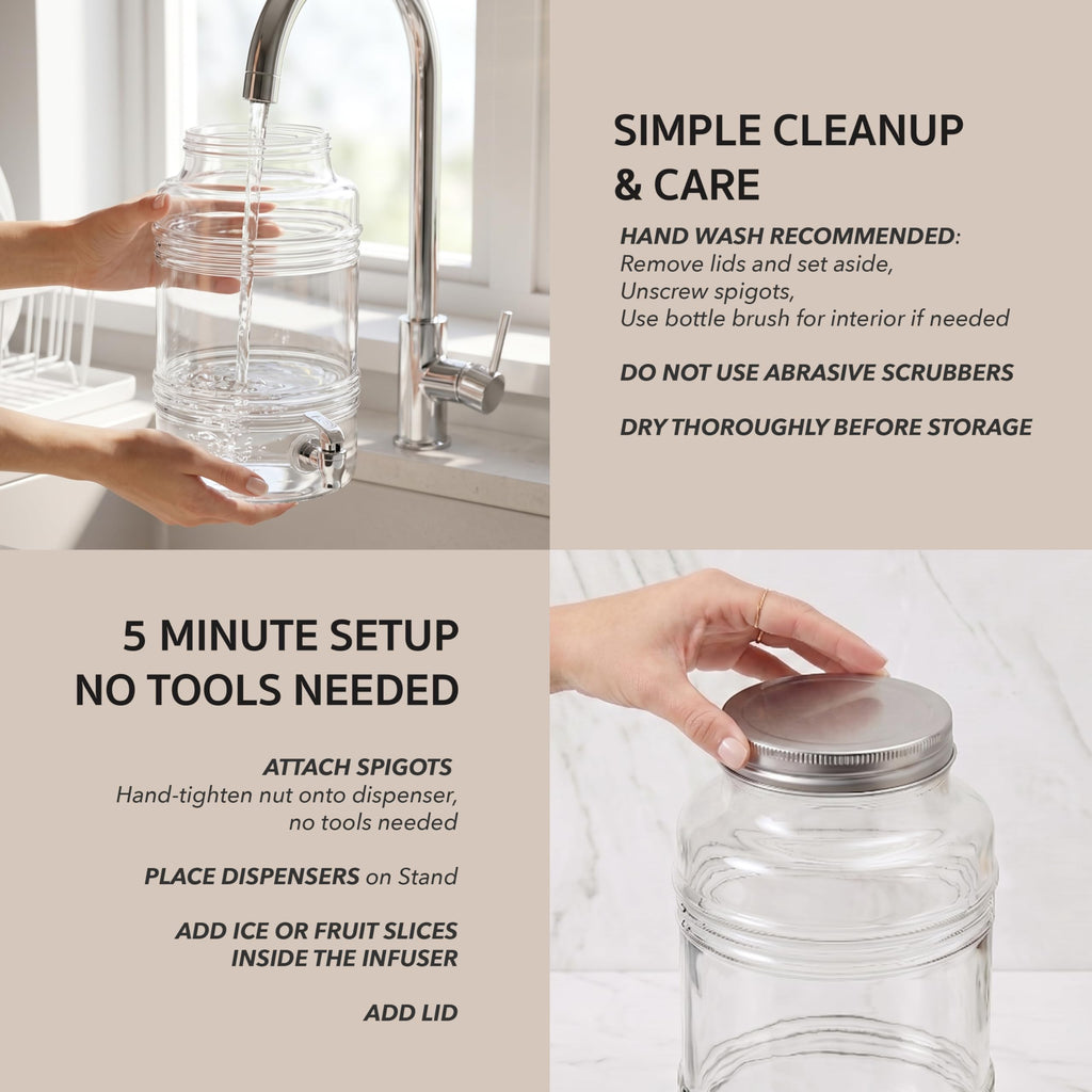 Glass Beverage Dispenser with Metal Stand V772