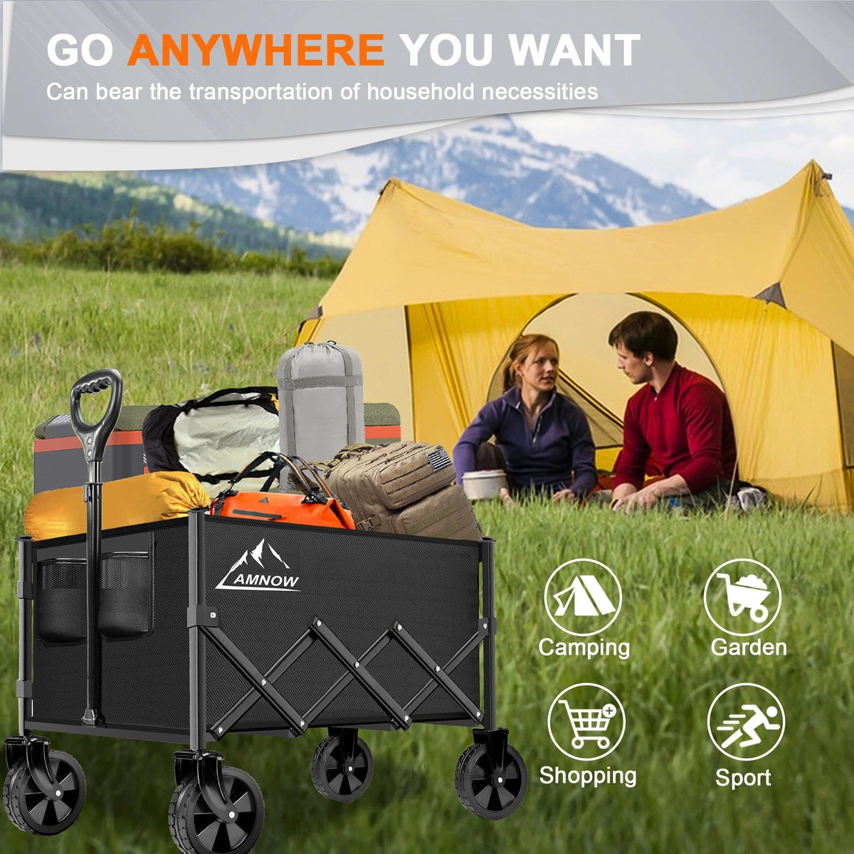 100L Collapsible Wagon Cart with All Terrain Wheels O200708