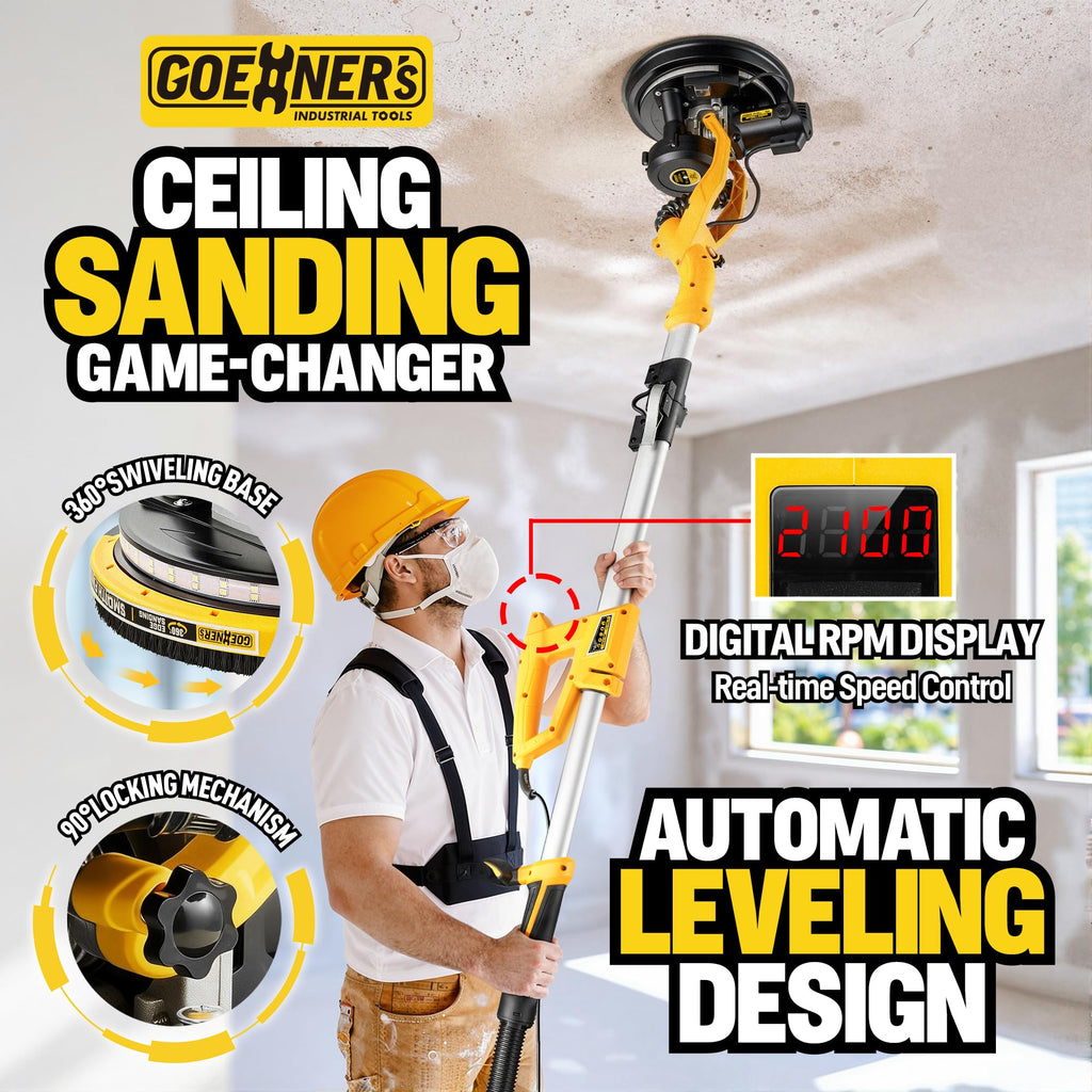 950W Electric Drywall Sander with Vacuum Dust Collector O3406