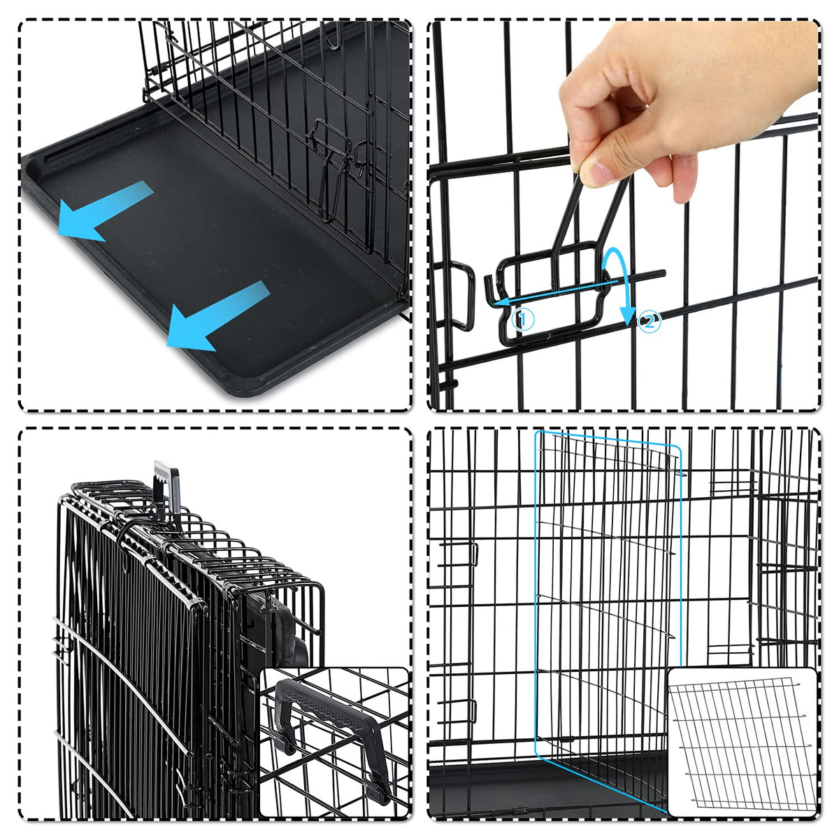 48 Inch Double Door Metal Dog Crate with Divider Panel W10328
