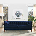 Navy Blue Velvet Tufted Sofa Q53861