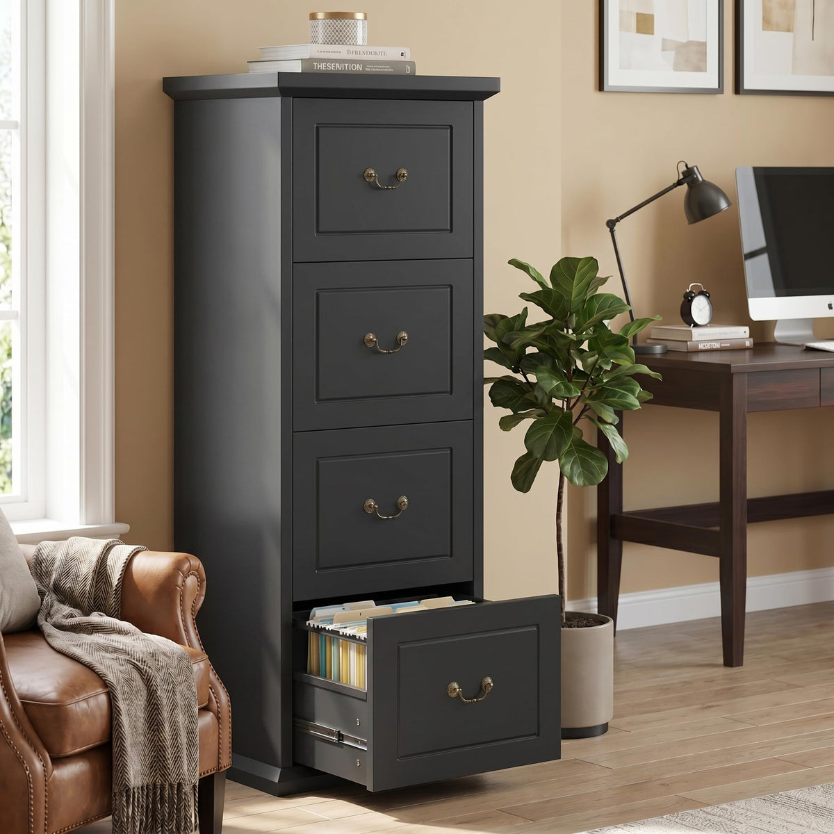 Wooden Vertical 4-Drawer File Cabinet A300