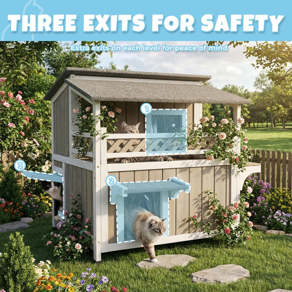 Wooden Two-Story Cat House N17453