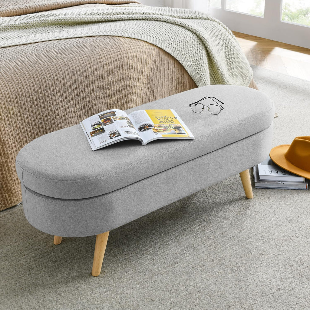 Oval Storage Bench with Rubber Wood Legs A350686