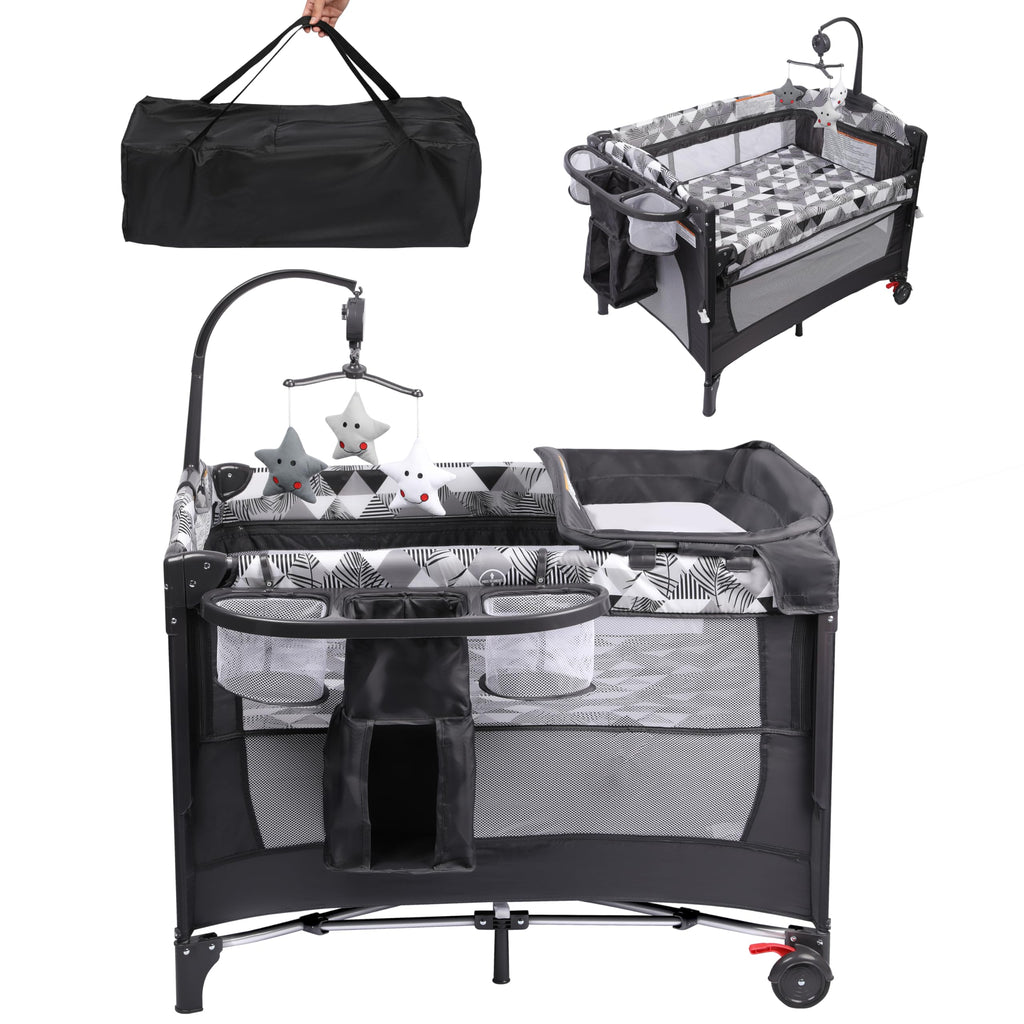 5-in-1 Baby Bassinet Bedside Sleeper with Changing Table F8036