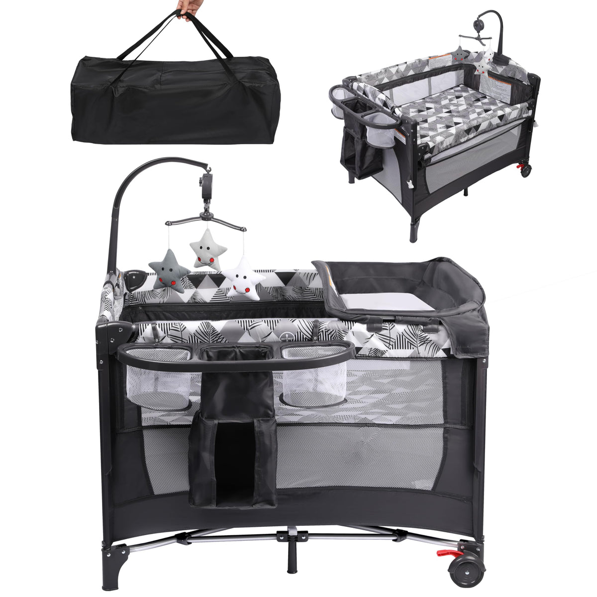 5-in-1 Baby Bassinet Bedside Sleeper with Changing Table F8036