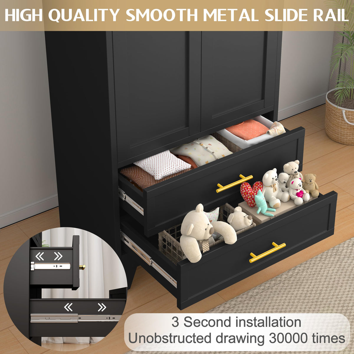 Metal Wardrobe Cabinet with 2 Drawers I978