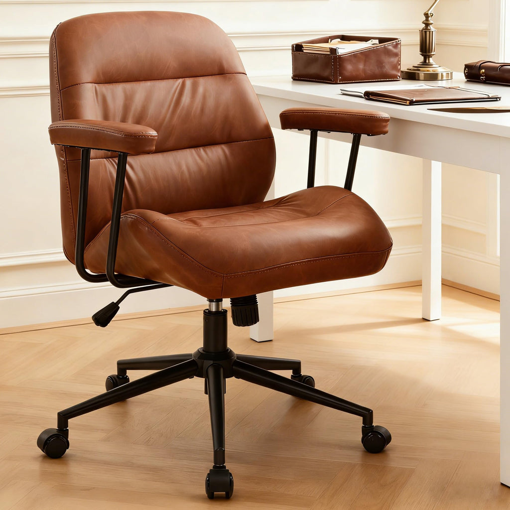 Leather Home Office Chair with Removable Armrests M516145