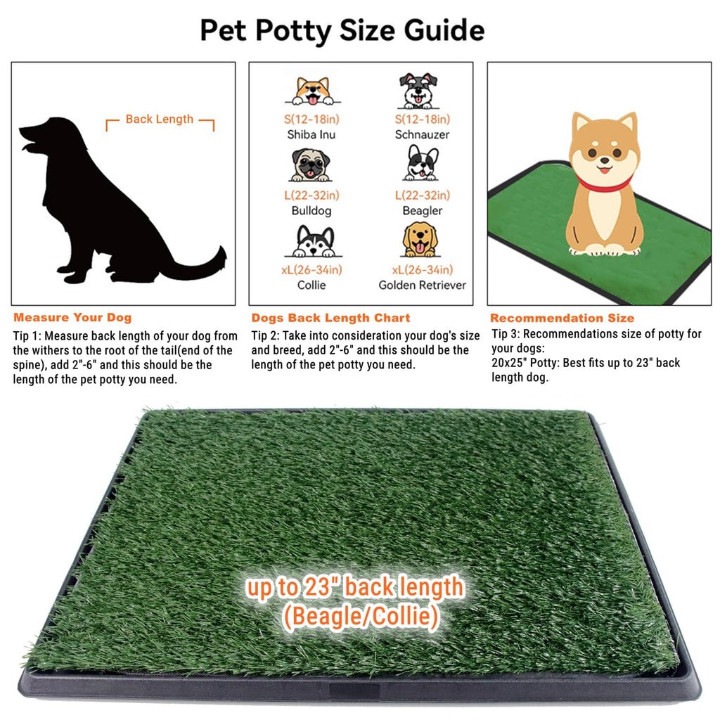 Dog Grass Pad with Tray 25"X20" Artificial Turf Pet Potty X40117